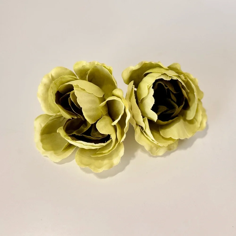 LIFELIKE 2 Olive Green Ranunculus Faux Flowers - Wreath, Wedding, Home Decor